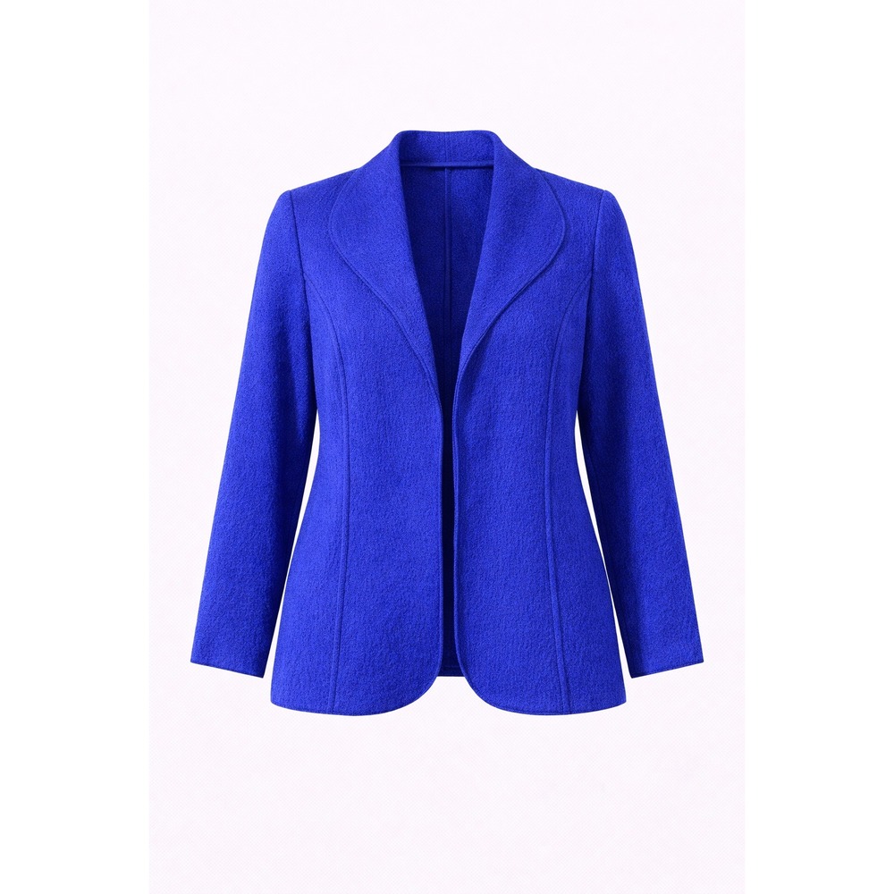 Cobalt Blue Open Front 100% Wool Blazer Chico's‎ Size 3